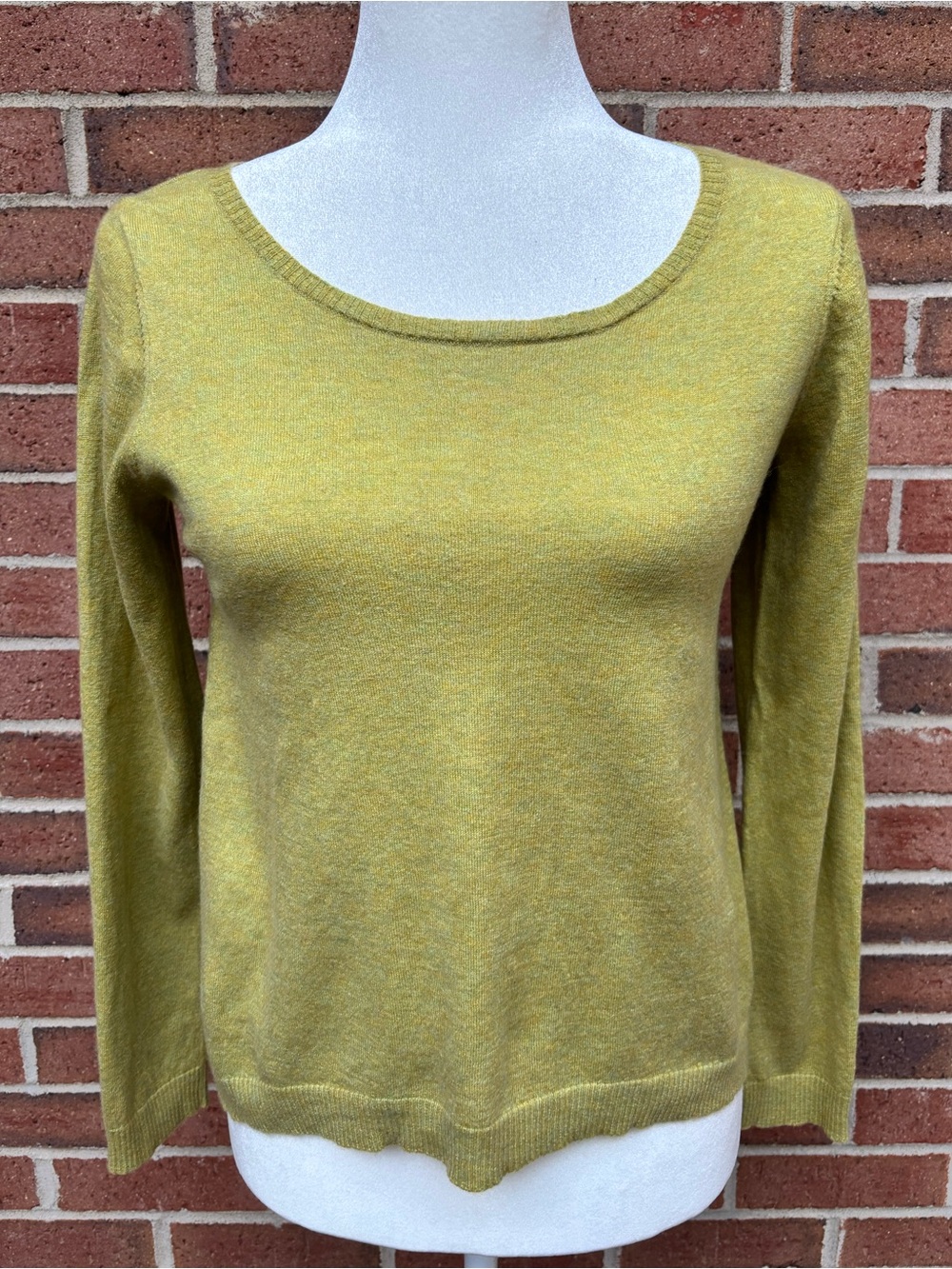 Eileen Fisher XS Green Merino Wool Tencel Blend Long Sleeve Sweater